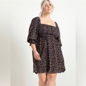 Eloquii Smocked Puff Sleeve Mini Dress